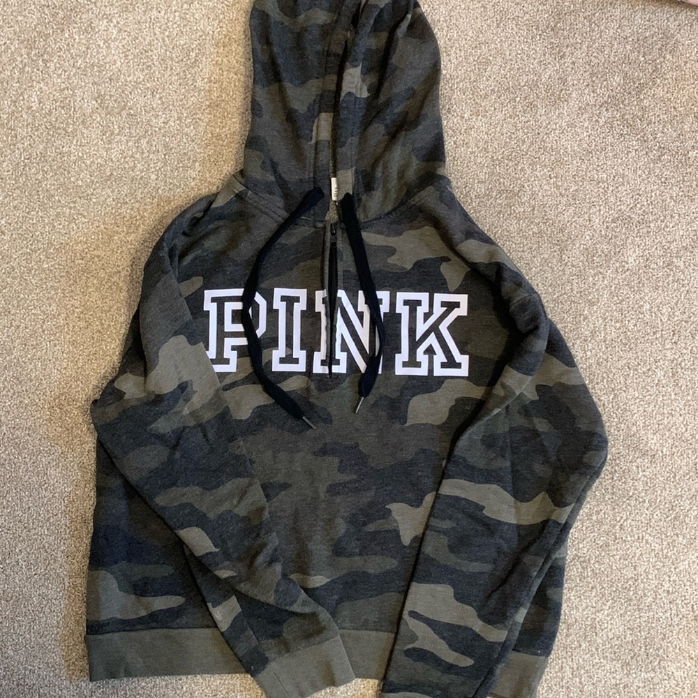 PINK semi-cropped 1/4 zip hoodie